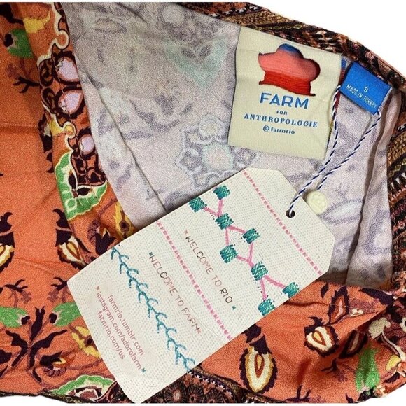 Farm Rio Sz S Dress Anthropologie Clarabella Maxi Folk Boho Long Sleeve New NWT - Picture 6 of 7